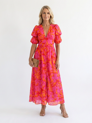 MAISON LUREA | Robe Midi à Manches Bouffantes Willow