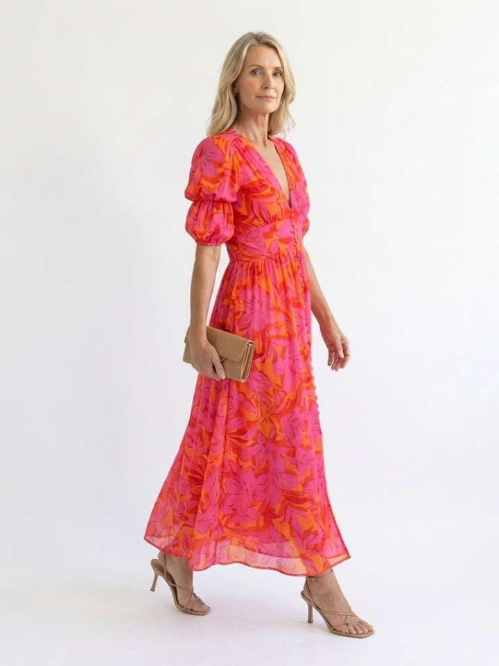 MAISON LUREA | Robe Midi à Manches Bouffantes Willow