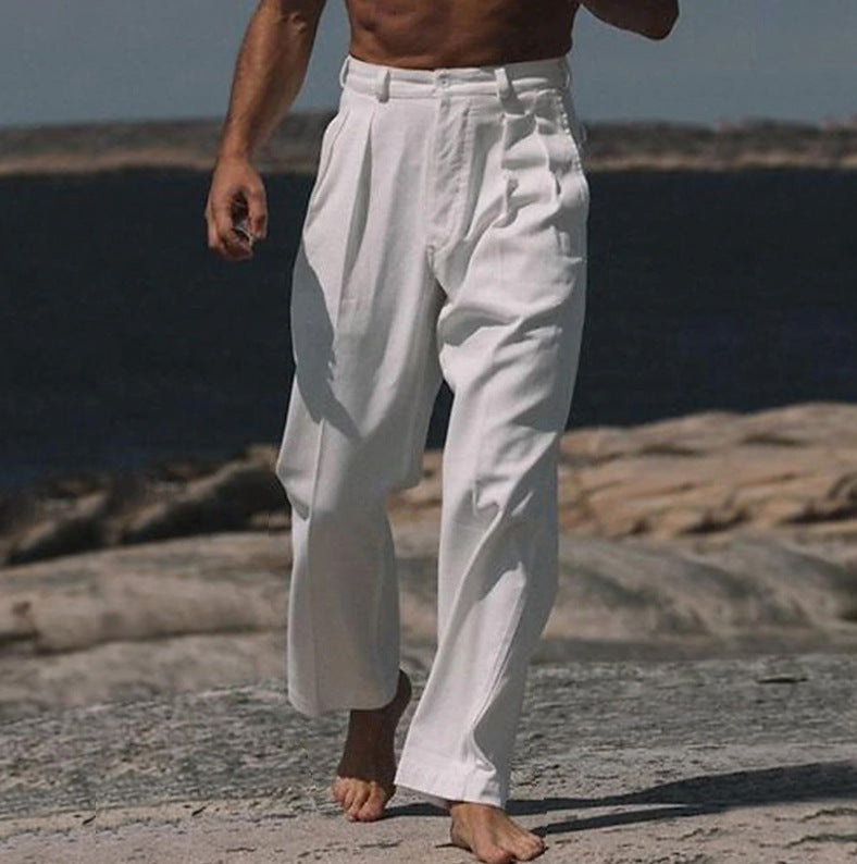 MAISON LUREA | Theo Pantalons en Lin à Jambes Larges